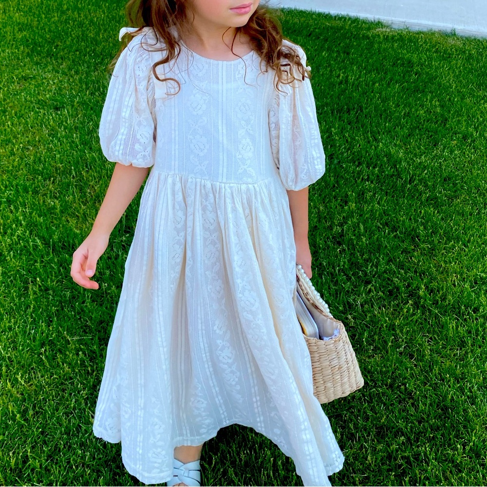 Elegant Cream Kids Casual Dress